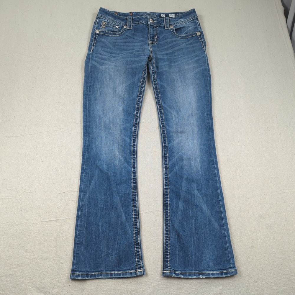 Miss Me Jeans Womens 29 Blue Boot‎ Cut Angel Wings Bling Embelished Cowgirl